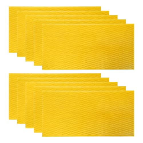 Beehive Wax Coated Foundation Sheet,8-1/2-Inch Deep Beeswax Foundation Sheets,10 Pcs Plastic Bee Hive Foundation Sheet,Beehive Foundation Sheet Fit Deep Frame for Beekeeping - color: 10pcs-Deep