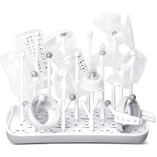 Baby Bottle Drying Rack with Tray, Termichy High Capacity Bottle Dryer Holder for Bottles, Teats, Cups, Pump Parts and Accessories, Gray - color: T -Gray, size: Countertop Style