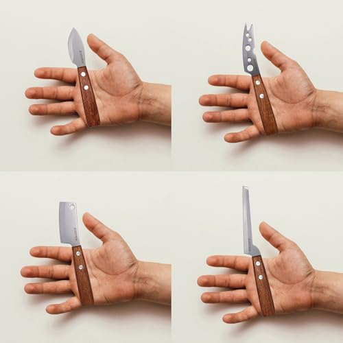 Cheese Knife, MATTSTONE HILL Cheese Knives Set - Soft & Semi Hard Cheese Knife, Soft Cheese Slicer, Cheese Cleaver, Hard Cheese Cutter, Premium Stainless Steel, Wood Handle - size: 4PCS Cheese Knife Set