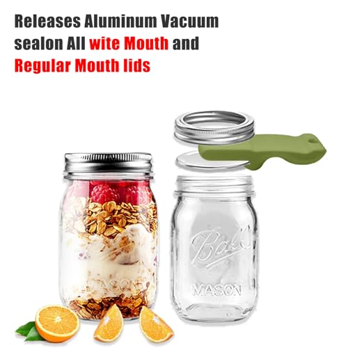 Mason Jar Opener and Canning Tool, Compatible with Mason Jar Lids, Releases Vacuum Seal on Wide Mouth and Regular Mouth, Magnetic Lid Lifter for Canning, Pickling (Military Green) - color: Military Green