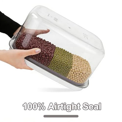 Airtight Rice Container with Measuring Cup, BPA-Free Clear PET Plastic Food Storage Container Pantry Organizers and Storage Sugar Cookies Flour Rice Container (6 L / 6.34 QT) - size: 6 L / 6.34 QT