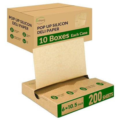 EcoDispose 2000 Count 6" x 10-1/2" Precut Pop Up Deli Paper Sheets, Interfolded Heavy Duty Oil-Resistant Kraft Paper for Bakery, Food Wrap, Serving, Oven, Air Fryer & Microwave - color: Kraft, size: 6"x10.5"inch