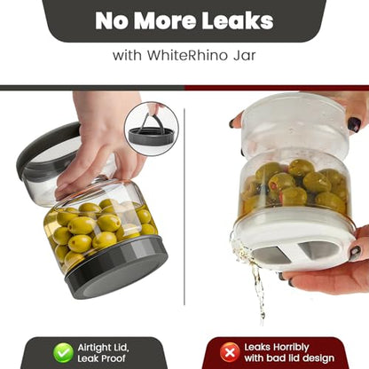 WhiteRhino Glass Pickle Jar with Strainer Flip,25oz Pickle Container,Hourglass Pickle Juice Separator Jar for Olives,Gherkins or Sliced,Leakproof Dishwasher Safe - color: 25oz Smoky Grey Pickle jar