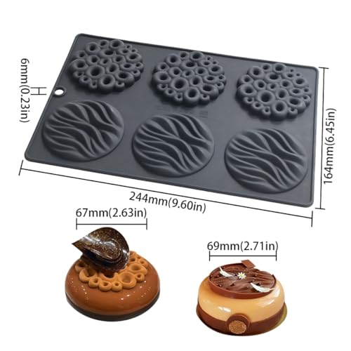 Silicone Mold, 6-Cavity Chocolate Mousse Cake Molds, Baking Mould for Desserts, Pastry, Candy, Non-Stick Food Grade Silicone Baking Pan (C_ Round) - size: C_ Round