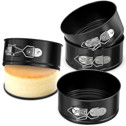 ZeroPone 4 Pack Mini Springform Pan Set, 4 Inch Non-stick Cheesecake Pan, Spring Form Pans for Baking, Springform Pans with Removable Bottom, Round Cake Pans, Small Cake Mold for Mini Cheesecake Pizza - size: 4 Inch - 4 Pack