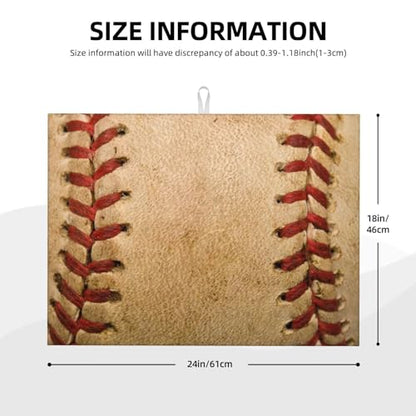 Baseball Dish Drying Mat for Kitchen Counter 18 x 24 inch Baseball Theme Dish Drainer Rack Mats with Hanging Loop Classic Ball Dishes Drainer Pads Retro Balls Grain Drying Pad for Countertop - color: red beige