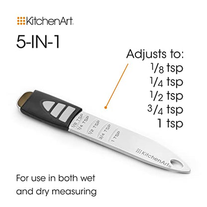 KitchenArt Pro Adjust-A-Teaspoon, Stainless Steel Measuring Spoon, Silver - size: Teaspoon