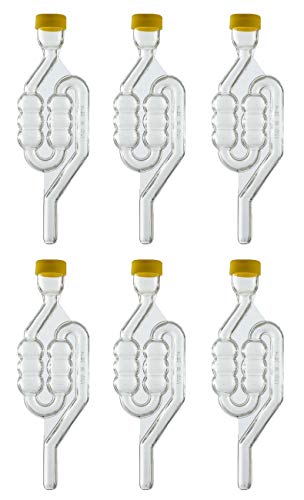North Mountain Supply Six-Bubble Plastic Airlocks for Fermentation – Pack of 6 – BPA-Free and Shatter-Resistant – Made in Italy