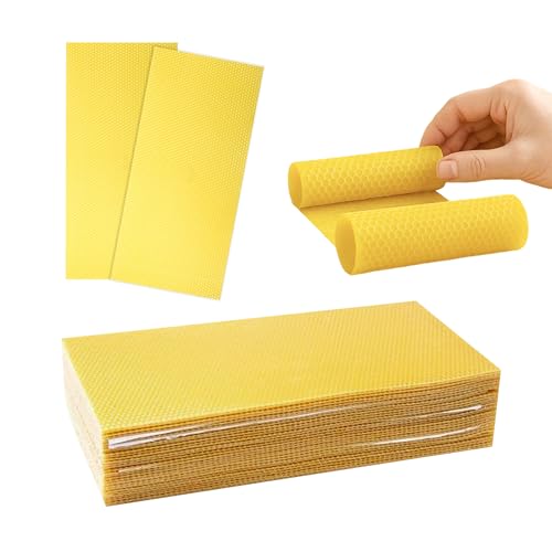QalryXen 30Pcs Beeswax Sheets, Premium Natural Foundation for Beekeeping & Candle Making, Easy to Use Beehive Wax Sheets for Honeycomb Frames, DIY Craft Supplies, 7.7x16.3 Inch
