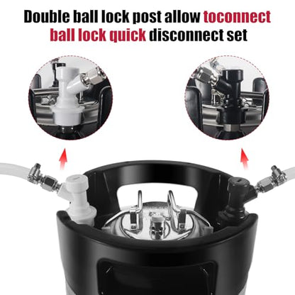 New Cornelius Keg 5 Gallon Keg, 2Pcs Stainless Steel Corny Keg Beer Keg with Ball Lock Keg Fittings, Ball Lock Keg Home Brew Keg with Dual Rubber Handle