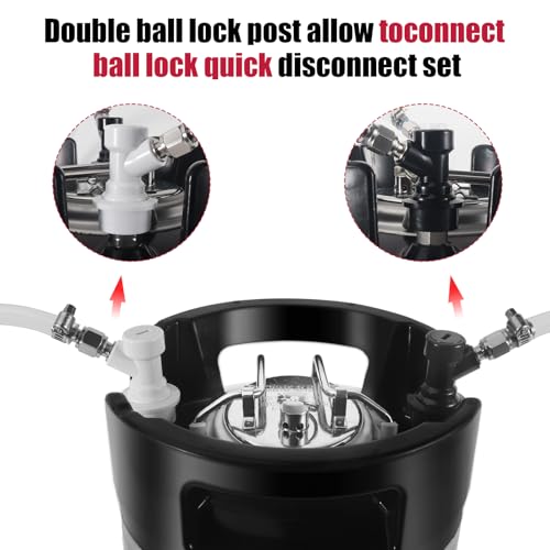 New 5 Gallon Keg Corny Keg, Stainless Steel Cornelius Keg with Ball Lock Keg Fittings, 5 Gallon Beer Keg with Dual Rubber Handle, Ball Lock Keg for Home Brewing