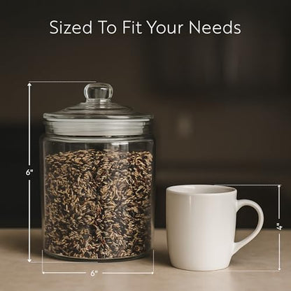 Restaurantware Vetri 0.5 Gallon Glass Storage Jar 1 Dishwashable Glass Cookie Jar - Airtight Seal Wide Opening Clear Glass Candy Jar Knob Handle Lid For Kitchen Laundry Or Storage - size: 0.5 gal