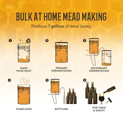 Craft A Brew - 5 Gallon Mead Kit - Easy for Beginners - At Home Mead Making Kit - Includes Ingredients & Reusable Equipment - Brew Semi-Dry Honey Wine - Makes up to 4 5-gal Batches