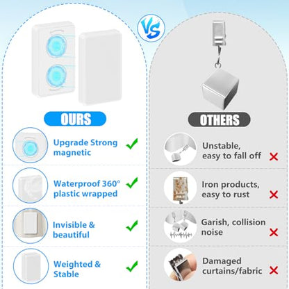 18pcs Outdoor Curtain Weights, Waterproof Magnetic Curtain Weights, Heavy Drapery Weights Bottom, Weighted Magnets for Heavy Wind, Shower Curtain, Garden Flag, Tablecloth (White, 9pairs) - color: White-18pcs