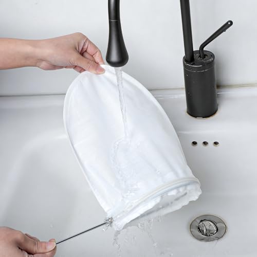 3Pcs Ultra Fine Mesh Reusable Strainer Bags with Stainless Steel Handle | Cheese Cloth Bag for Nut Milk, Juice Strainer, Fresh Cheese, Yogurt, 4.95"Wx9.6"D