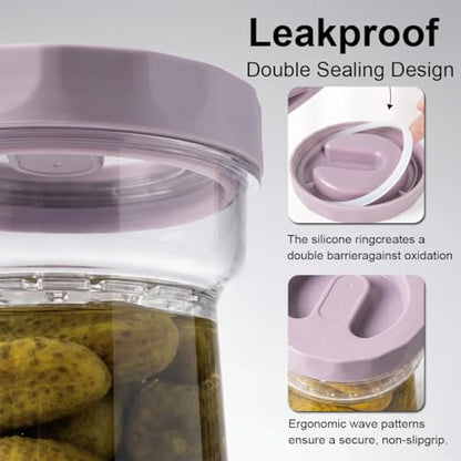 Pickle Jar with Strainer, 38oz Airtight Pickle Container for Olives | Tritan Flip-Strainer Pickle Keeper, Pickle Organizer for Pickles, Kimchi, Jalapeños & Refrigerator Storage, BPA-Free