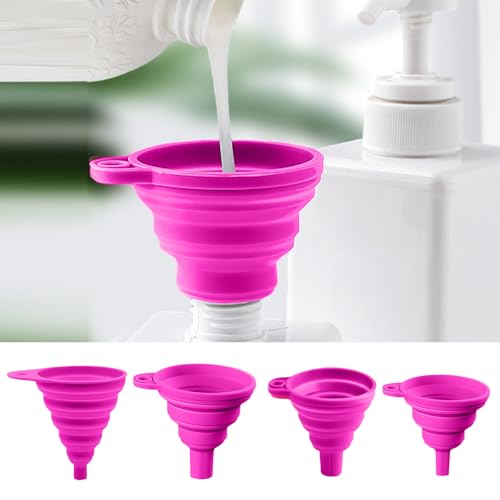 4 Pcs Kitchen Funnel Set, 4 Sizes for Kitchen Accessories Foldable Silicone Collapsible Funnels for Filling Water Bottle Liquid Transfer, Purple - color: 4 Purple