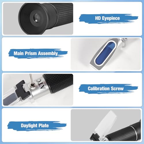 GYE Brix Refractometer with ATC, Dual Scale - Specific Gravity & Brix, Hydrometer in Wine Making and Beer Brewing, Homebrew Kit