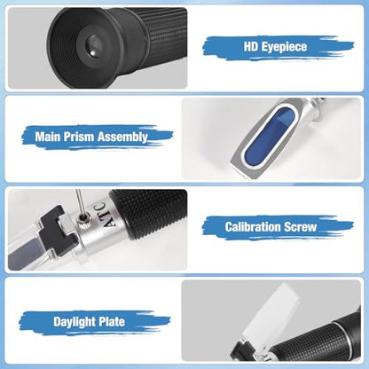 GYE Brix Refractometer with ATC, Dual Scale - Specific Gravity & Brix, Hydrometer in Wine Making and Beer Brewing, Homebrew Kit