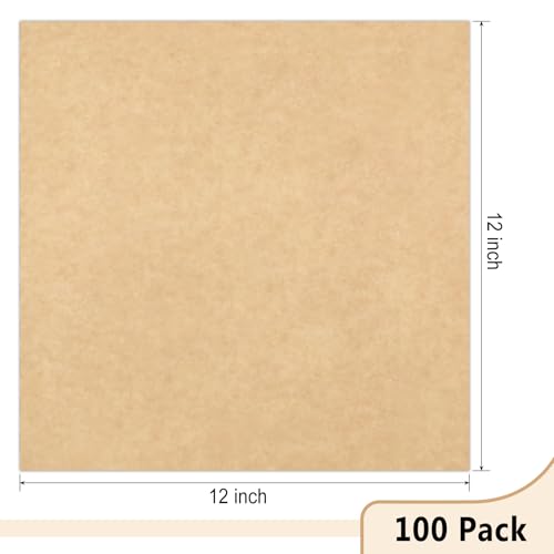 EcoDispose 12 x 12 Inches Grease Proof Deli Paper Precut Sheets for Deli Food, BBQ, Picnic, Party (100 Pcs, Kraft&White Checker) - size: Kraft 12"x12"