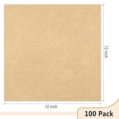 EcoDispose 12 x 12 Inches Grease Proof Deli Paper Precut Sheets for Deli Food, BBQ, Picnic, Party (100 Pcs, Kraft&White Checker) - size: Kraft 12"x12"