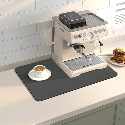 Dish Drying Mat for Kitchen Counter, 12“ x 19” Super Absorbent Kitchen Dish Drying Pad, Coffee Bar Mat with Rubber Backed, Coffee Bar Accessories for Countertop Dishes Utensils, Dark Gray - color: Dark Gray, size: 19" x 12"