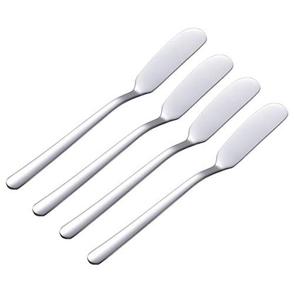 VANRA Cheese Spreader Knife Set 4-Piece Stainless Steel Butter Knife Small Sandwich Condiment Jam Bread Cream Canape Knives Spatula 6.5-inch - size: Sleek Tip