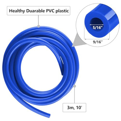 LUCKEG Gas Line Assembly Including Blue Beer Gas Line ID 5/16",OD 9/16" Length 10ft, CO2 Hose Clamps for Kegerator Draft Beer Brew,Cornelius Keg Homebrewing and Wine making
