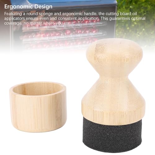 2 Pack Cutting Board Oil Wax Applicator, Food Grade Bamboos Applicator Scrub Brush Set for Wooden Cooking Utensils