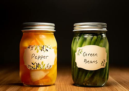 MONEST Waterproof & Oil Resistant Jar & Lid Stickers - Pantry/Canning, Spice & Bottle Labels (Floral 3x2) - style: Floral 3x2