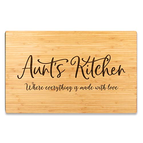 Andaz Press Large Bamboo Wood Cutting Board Gift, 17.75 x 11-inch, Aunt's Kitchen Where Everything is Made With Love, 1-Pack, Engraved Serving Chopping Board Christmas Birthday Chef Kitchen Ideas - color: Aunt