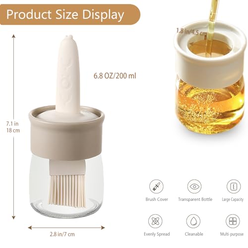 Sauce and Oil Bottle with Silicone Brush for Cooking BBQ Kitchen - 6.8oz
