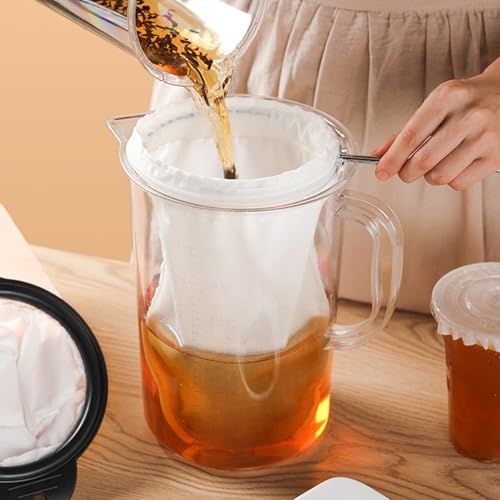 4Pcs Cheese Cloth Bag for Home Straining - Ultra Fine Mesh Nut Milk Bag Strainer with Steel Ring Leak-Proof Kitchen Filter Bags for Home Nut Milk Juice Coffee Yogurt