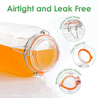Qianfenie 1.5 Gallon Glass Jar with Airtight Lid Wide Mouth, Gallon Storage Jar with Stainless Steel Handle - Large Glass Food Storage Container with Lid for Flour, Sugar, and Dog Treats