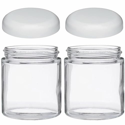 JARMING COLLECTIONS Mason Jars 16 oz Glass Extra Wide Mouth Pint Storage Jars with Lids - BPA Free Plastic Storage Lids - Made in USA - Pint Glass Jars 16 oz with White Lids - color: 2 White Dome Plastic Lids-16 OZ