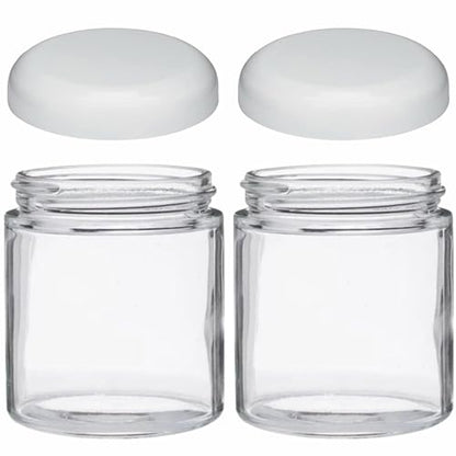 JARMING COLLECTIONS Mason Jars 16 oz Glass Extra Wide Mouth Pint Storage Jars with Lids - BPA Free Plastic Storage Lids - Made in USA - Pint Glass Jars 16 oz with White Lids - color: 2 White Dome Plastic Lids-16 OZ