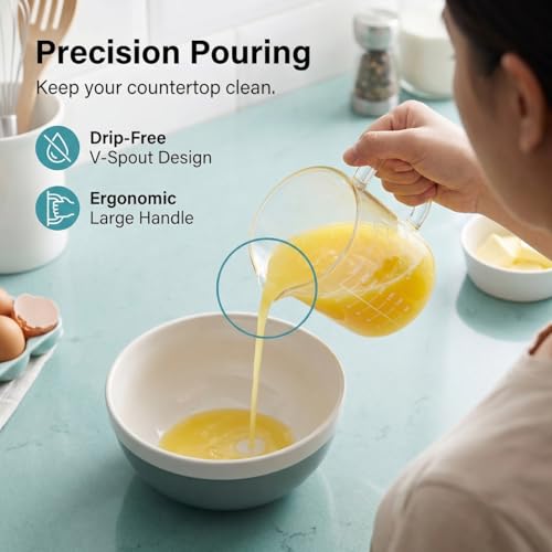 Borosilicate Glass Measuring Cup, 1-1/2 Cup Glass Measuring Cup with Spout, Microwave Safe, Dishwasher Safe, Easy Read Scale for Coffee Brewing, Baking, Cooking, Heating and Meal Prep. - size: 12oz/350ml