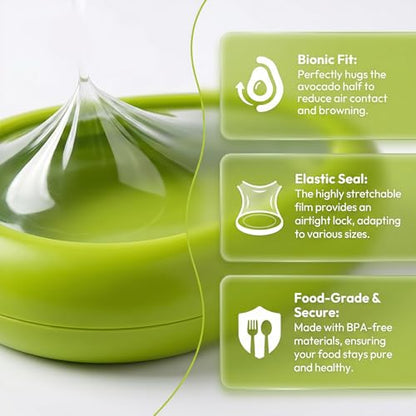 Reusable Food Cover with Lid Stretch Wrap Saver for Fruit and Vegetables Kitchen Storage Cover for Onion Lemon Tomato - color: green