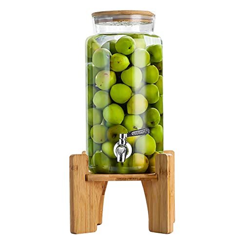 YYZYL Water Dispenser for Hot and Cold Beverage, 2/3/4L, Glass Drink Barrel Dispenser with Leak Free Spigot and Stand, Beverage Dispenser for Juice Kombucha Lemonade, Party Weddings Festival Supplies - size: 2L