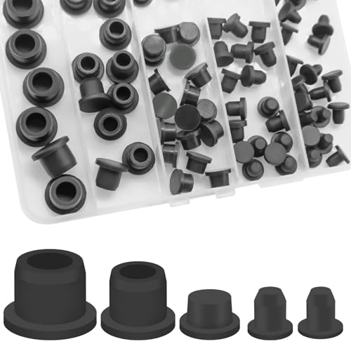 76 Pcs Rubber Stoppers in Five Hole Plug Sizes, Various Sizes of Round Hole Silicone Tool, Rubber Plugs for Round Holes, Silicone Plugs Suitable for Car Wiring Furniture - color: 76pcs