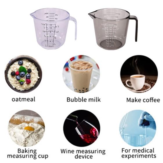 4 Cup Measuring Cups Sets,4 Sizes 150/300/600/1000ML,Liquid Measuring Cups For Kitchen BPA Free Plastic with Nozzle Handle Multiple Measurement Scales Thick (Black)
