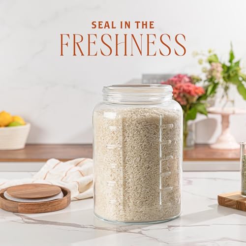 kitchentoolz Extra Large Mason Jar - 1 Gallon Glass Wide Mouth Jar with Airtight Wooden Lid, Food Storage Container with Measurement Markings For Kitchen Pantry, Pickling, Cookies, Flour & Sugar - size: Pack of 1