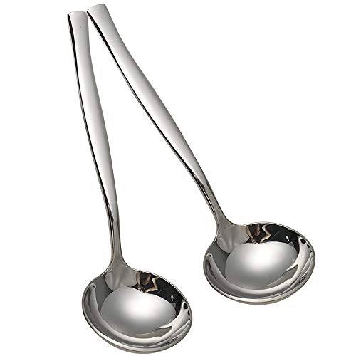 Idotry 2-Piece Stainless Steel Gravy Soup Spoon, Small Gravy Ladle Soup | polished mirror finish, ergonomic handle, easy to clean, ideal for sauces ﻿