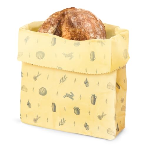 XL Beeswax Bag for Sourdough Bread, Produce & Cheese - Sustainble & Reusable Homemade Food Storage Container Made with Organic Cotton & Beeswax Liner, No Plastic - Keeps Fresh in Fridge & Freezer - color: Provence