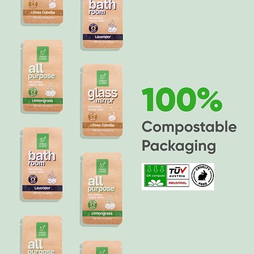 Green Llama Eco-Friendly Cleaning Refill Tablets Variety Pack - Multi-Surface, Glass & Bathroom Cleaners with Natural Essential Oils in Compostable Packaging, Biodegradable, Family & Pet Safe - style: SP(1 each)