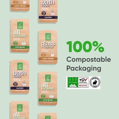 Green Llama Eco-Friendly Cleaning Refill Tablets Variety Pack - Multi-Surface, Glass & Bathroom Cleaners with Natural Essential Oils in Compostable Packaging, Biodegradable, Family & Pet Safe - style: SP(1 each)