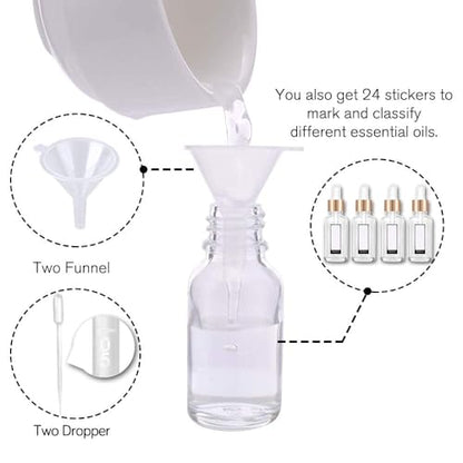 PrettyCare Glass Eye Dropper Bottles 99 Pack, 0.5oz (15ml) Empty Thick Bottles Bulk with Leakproof Golden Caps - color: 0.5oz Clear, style: 99 Pack