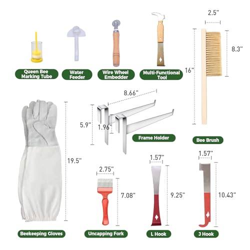 MayBee Beekeeping Supplies Bee Keeper Starting Kit 24 Pcs Beekeeping Tool Kit Bee Smoker Kit Including Beehive Tools,Uncapping Tool and Beekeeping Veil