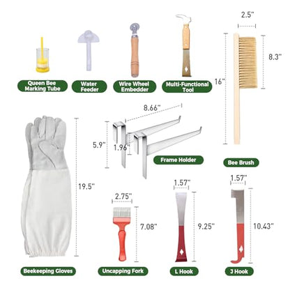 MayBee Beekeeping Supplies Bee Keeper Starting Kit 24 Pcs Beekeeping Tool Kit Bee Smoker Kit Including Beehive Tools,Uncapping Tool and Beekeeping Veil
