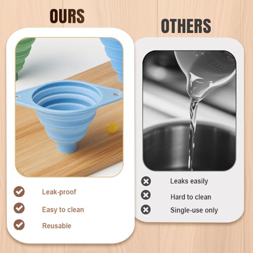 Kitchen Funnel Set, 2025 New Silicone Collapsible Funnel, Portable Small Funnels for Filling Small Bottles, Food Grade Funnels for Kitchen Use (Mix) - color: Mix